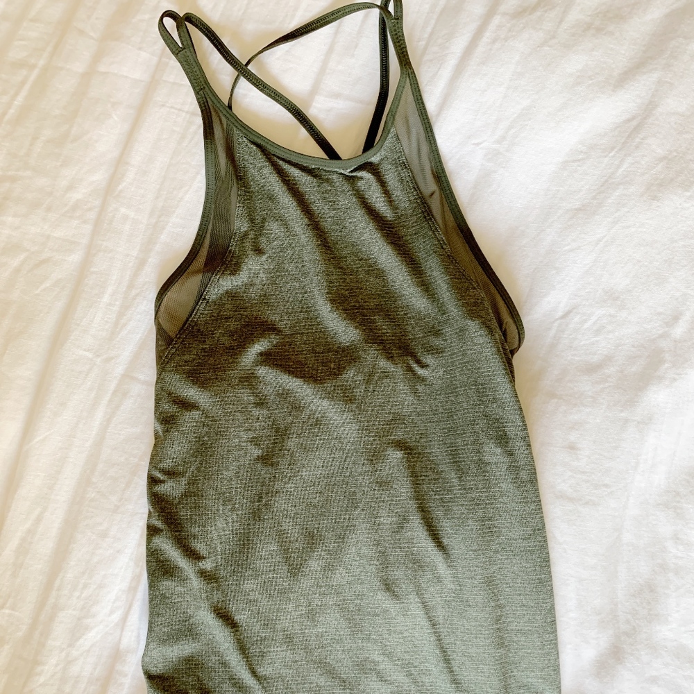 lululemon dark olive open back tank